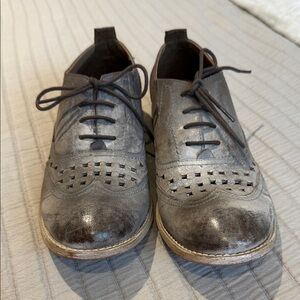 Bed Stu Roan Women’s Gray Leather Brogue Shoes Lace Up - excellent 8.5